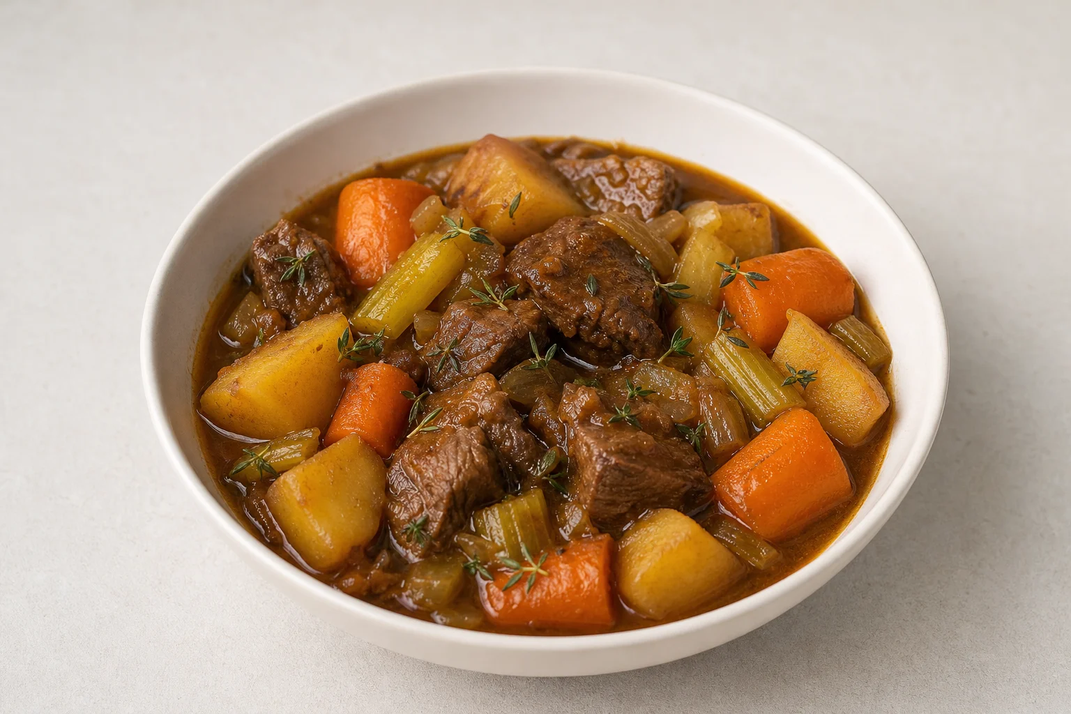 Slow-cooked beef and vegetable stew