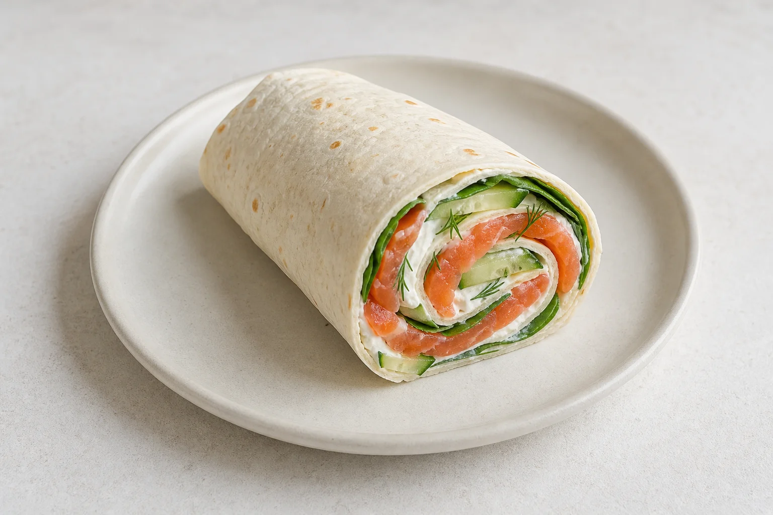 Smoked salmon and cream cheese wrap