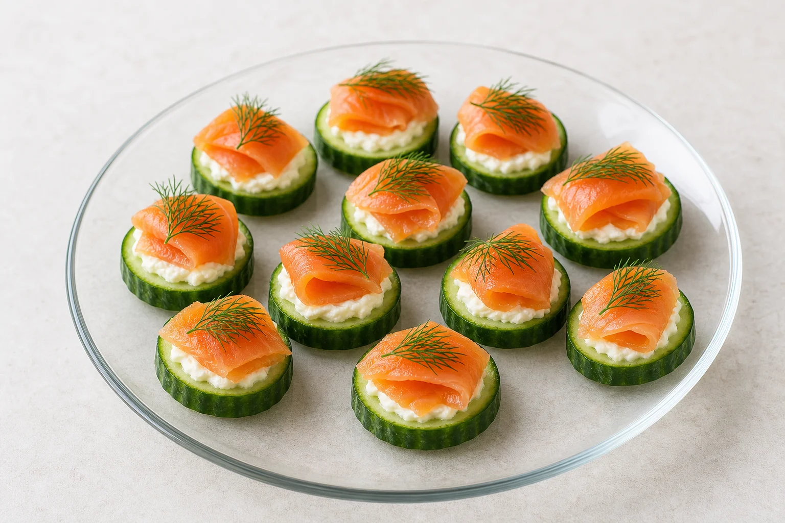 Smoked salmon cucumber bites