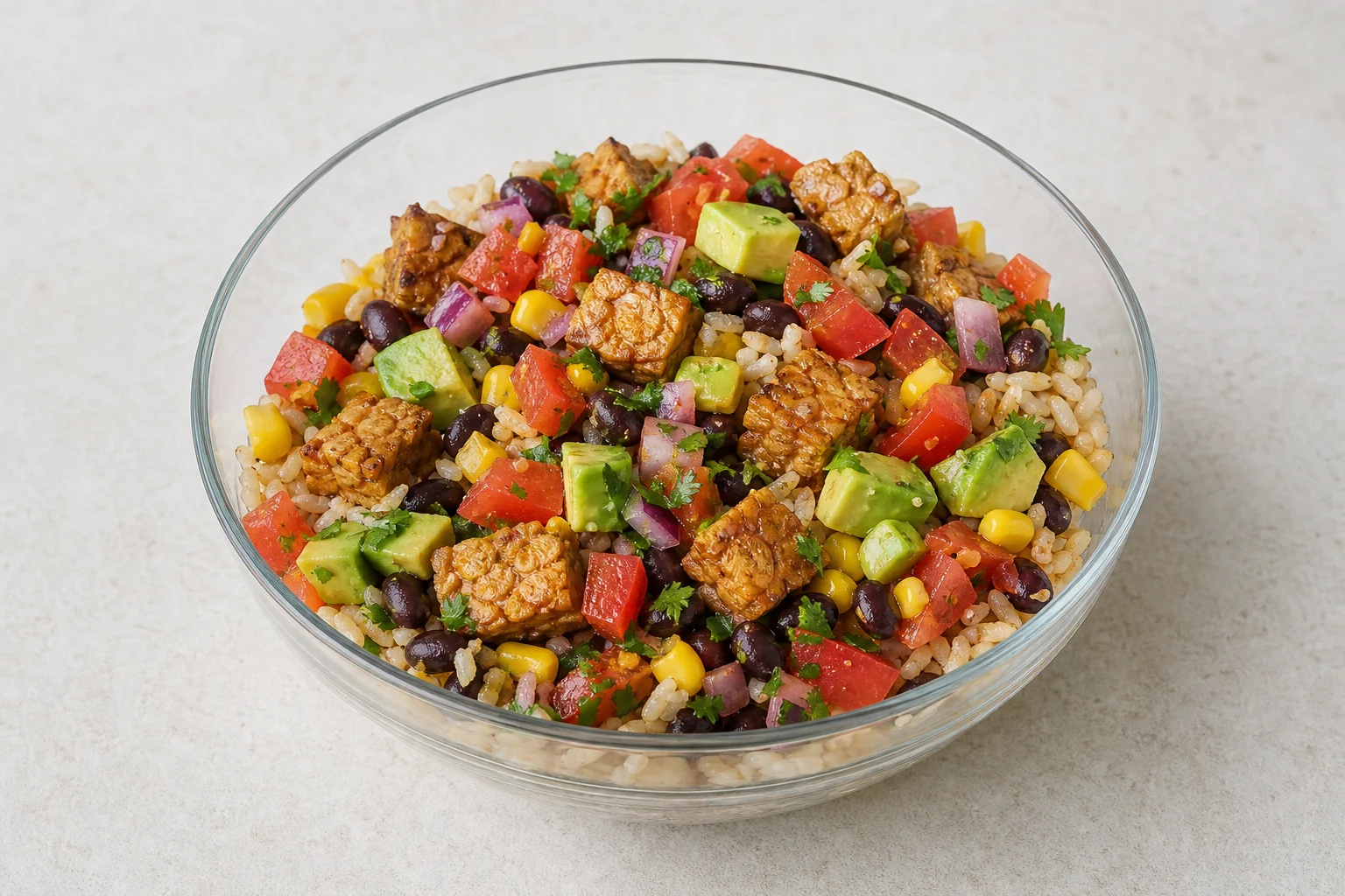 Smoky tempeh burrito bowl