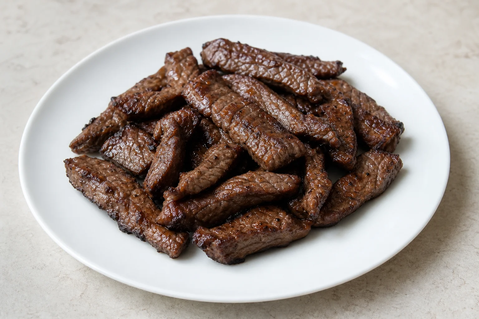Spiced seared steak strips