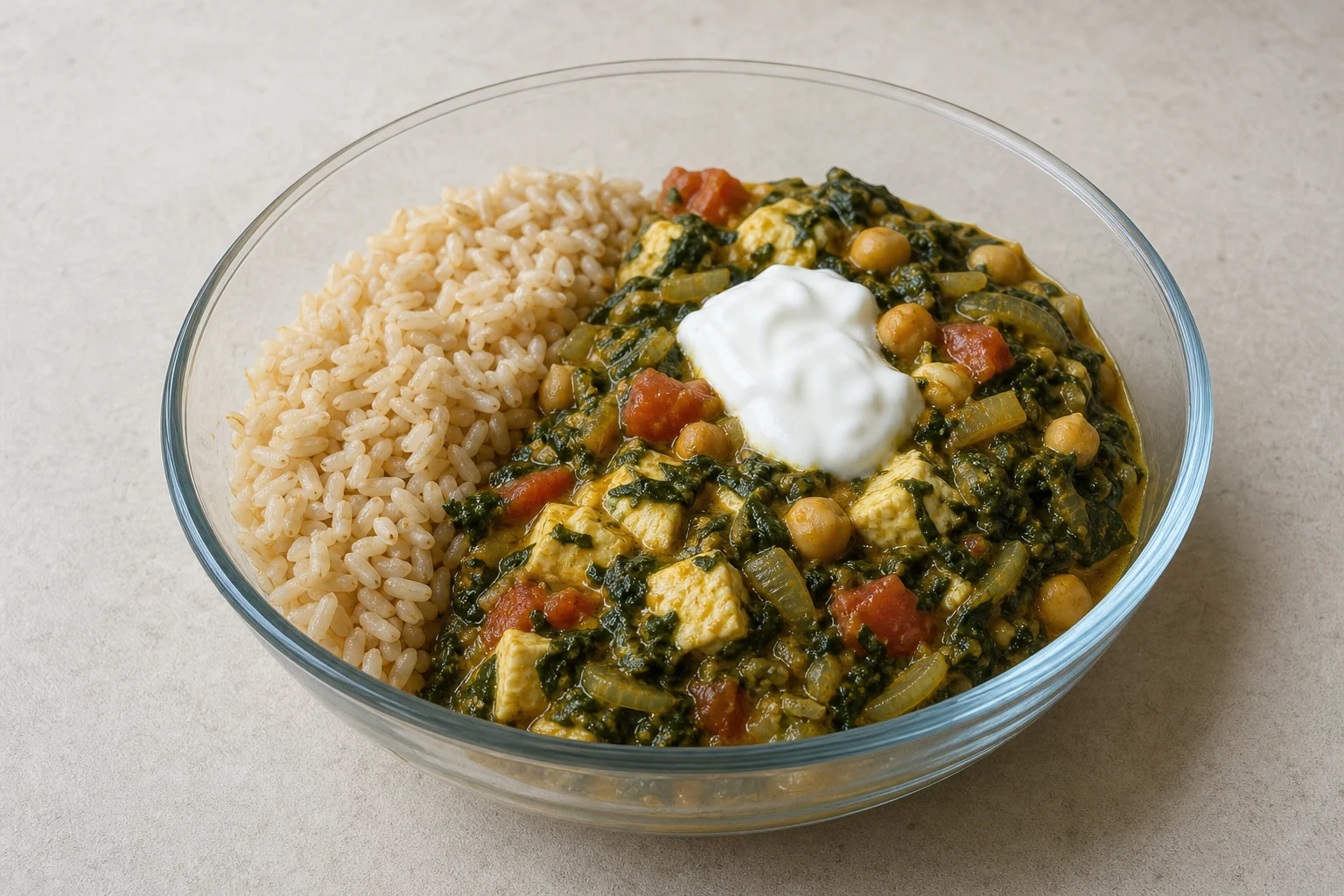 Spinach and cottage cheese curry