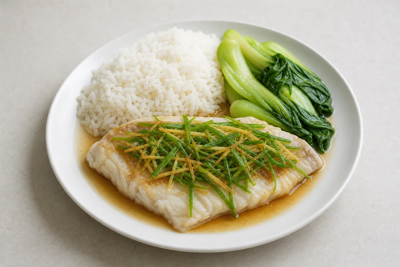 Steamed ginger and spring onion fish