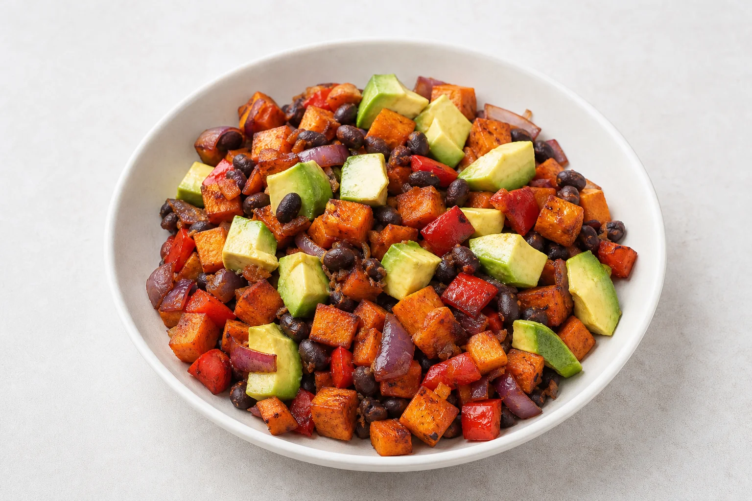 Sweet potato and black bean breakfast hash