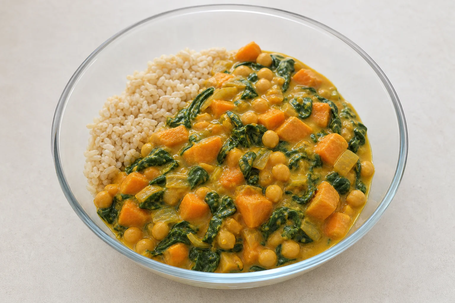 Sweet potato and spinach curry