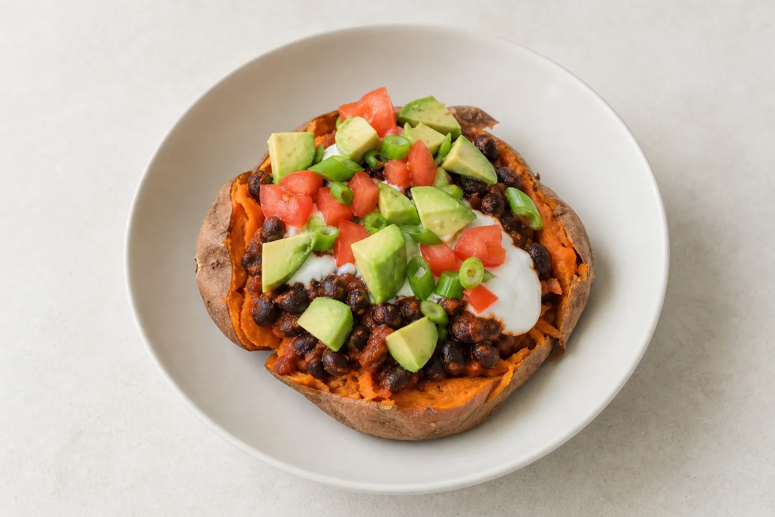 Sweet potato with chilli black beans
