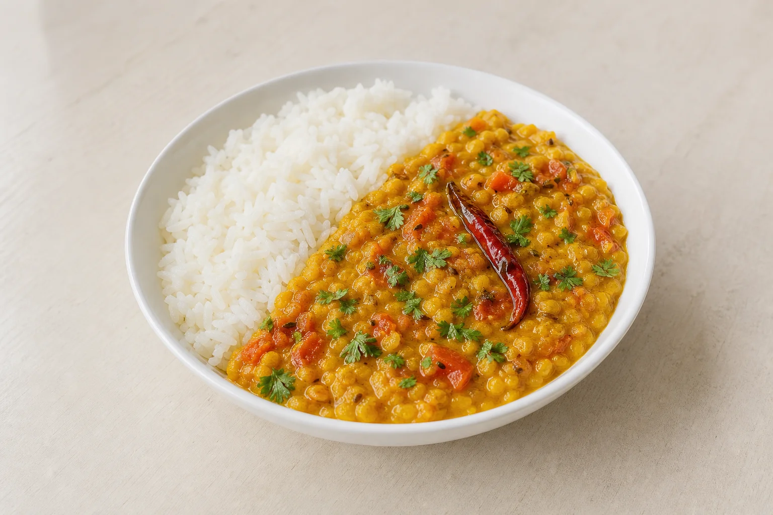 Tarka dal with rice