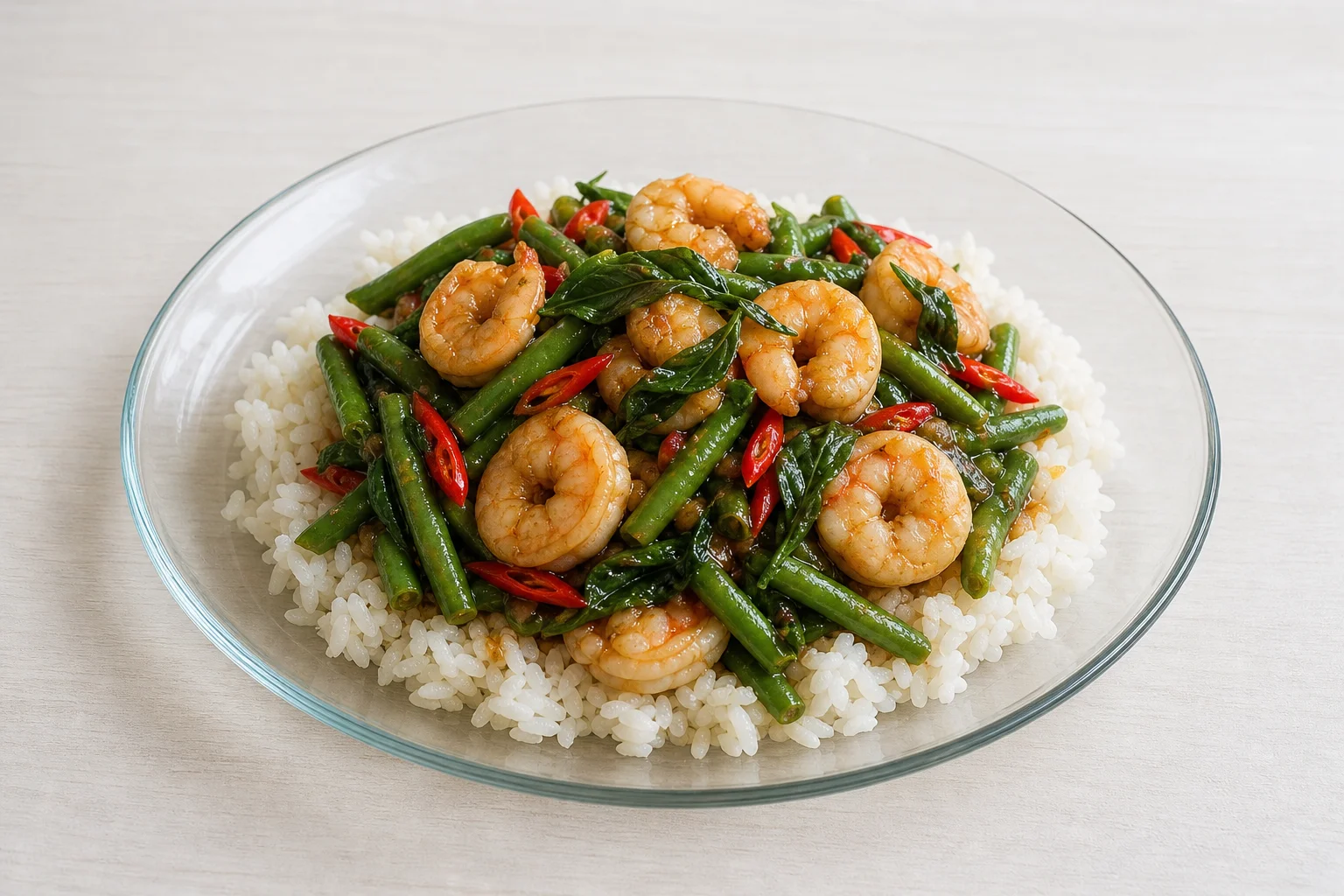 Thai basil prawn stir-fry