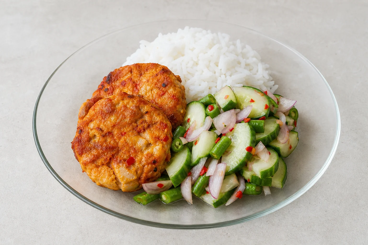 Thai fish cakes with cucumber salad