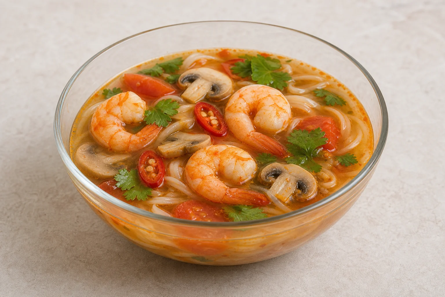 Tom yum prawn soup
