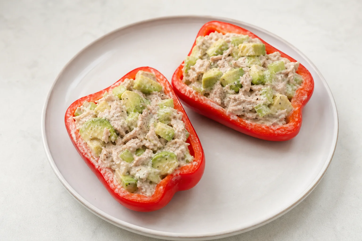 Tuna and avocado stuffed peppers