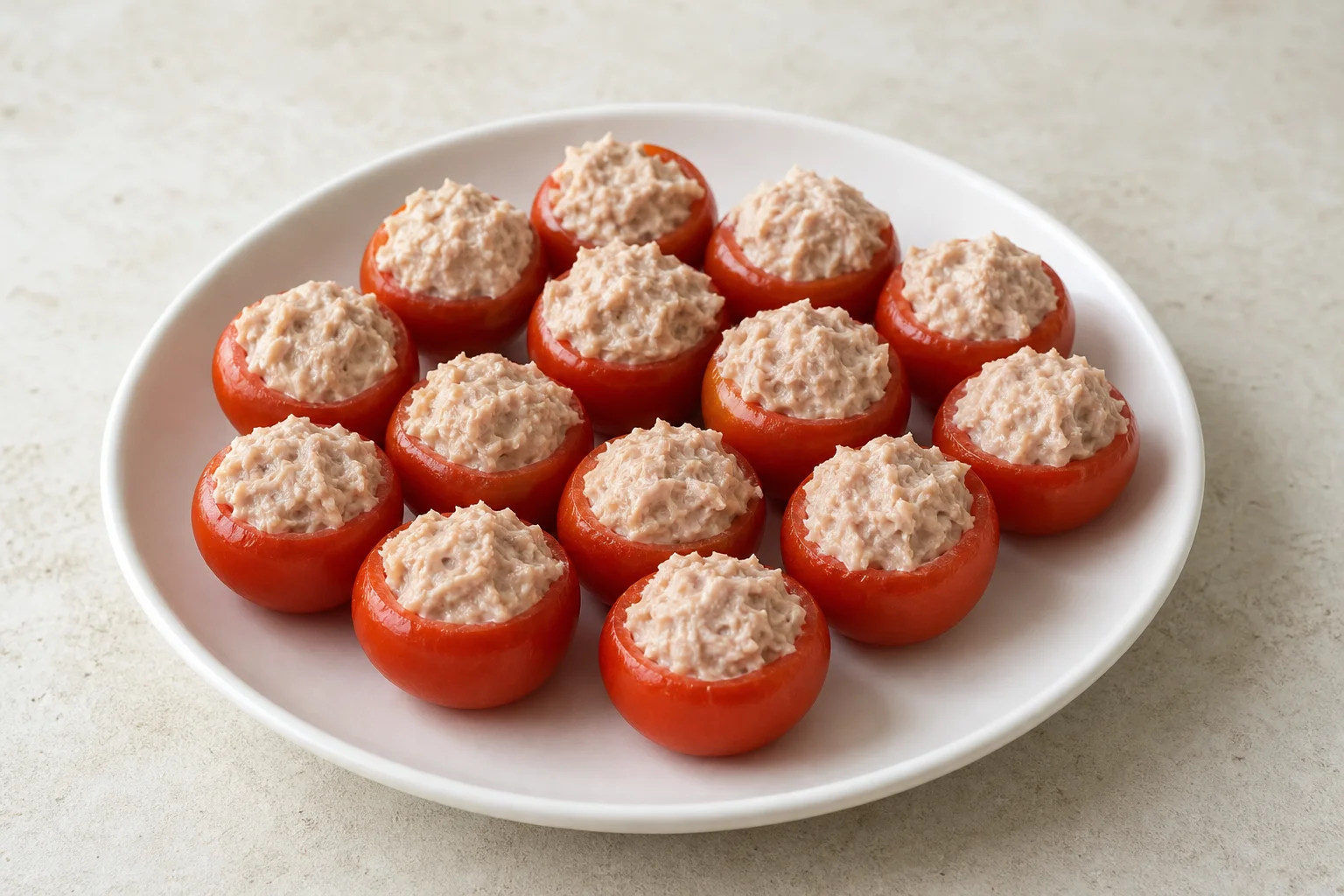 Tuna-stuffed cherry tomatoes