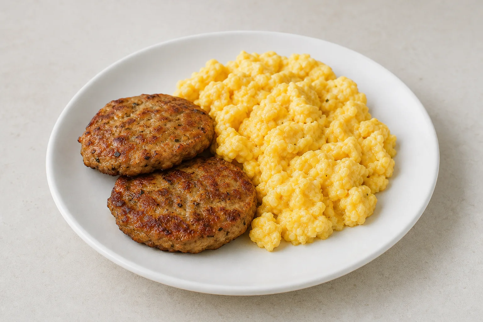 Turkey sausage-style patties with eggs