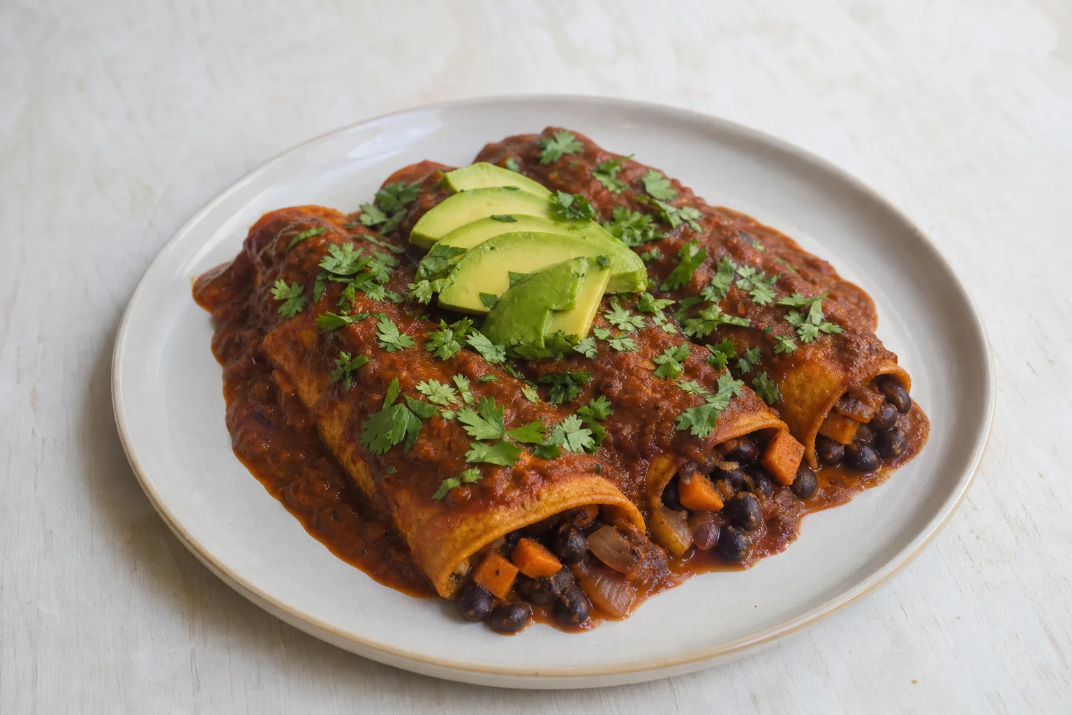 Vegan black bean enchiladas