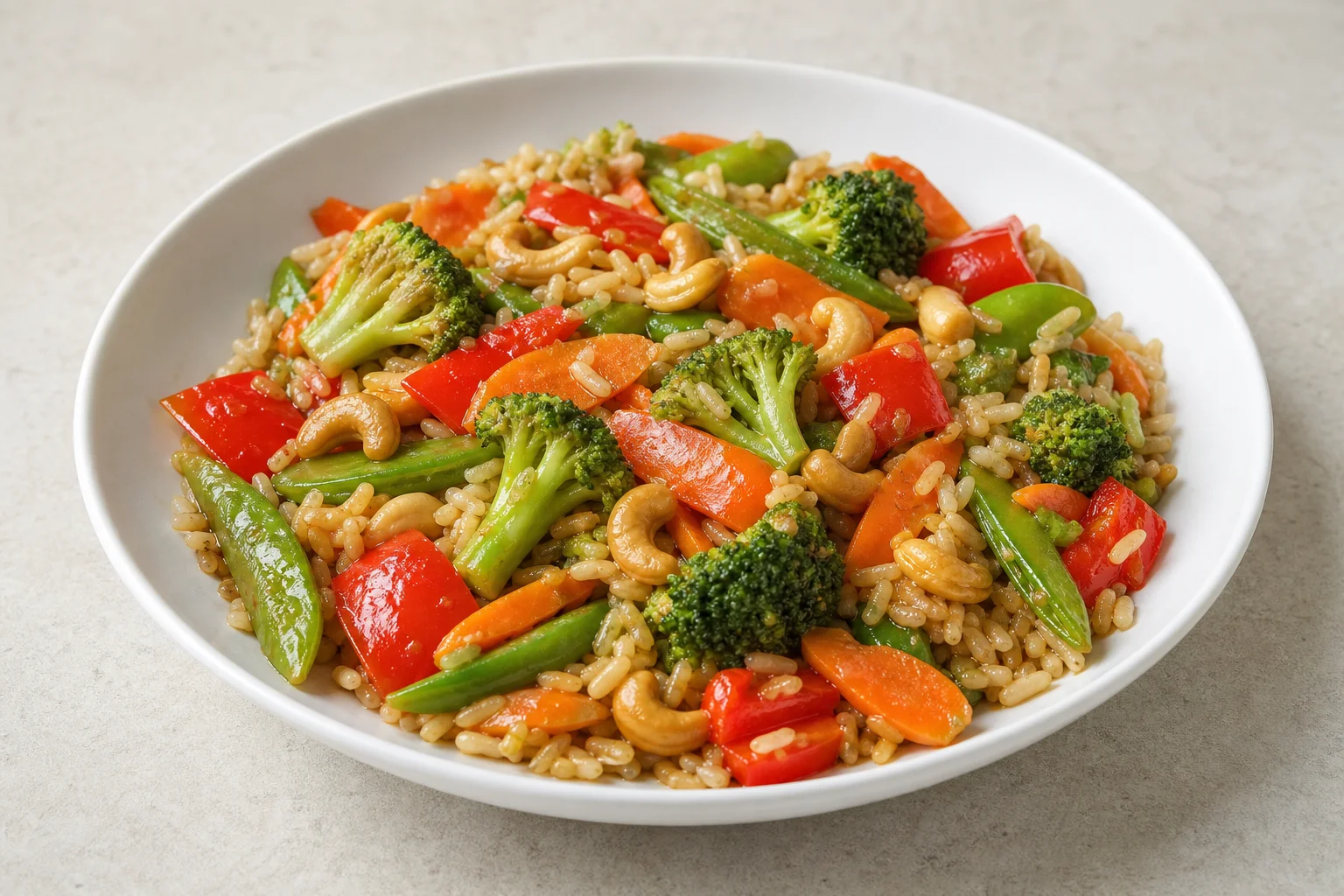 Vegetable and cashew stir-fry