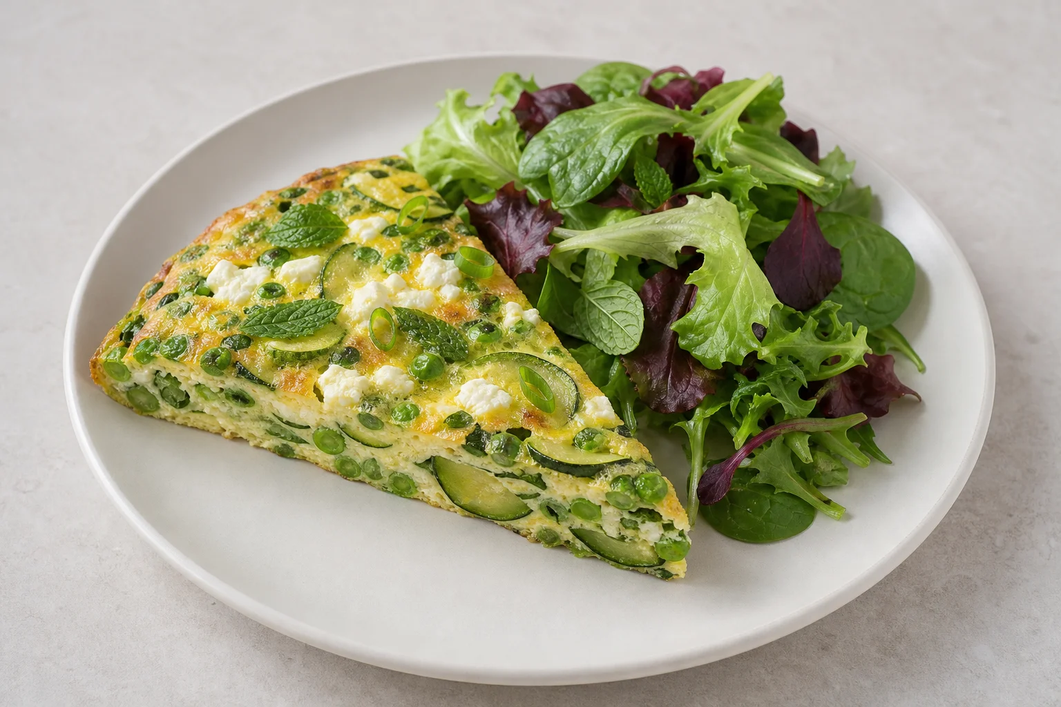 Vegetable frittata with salad