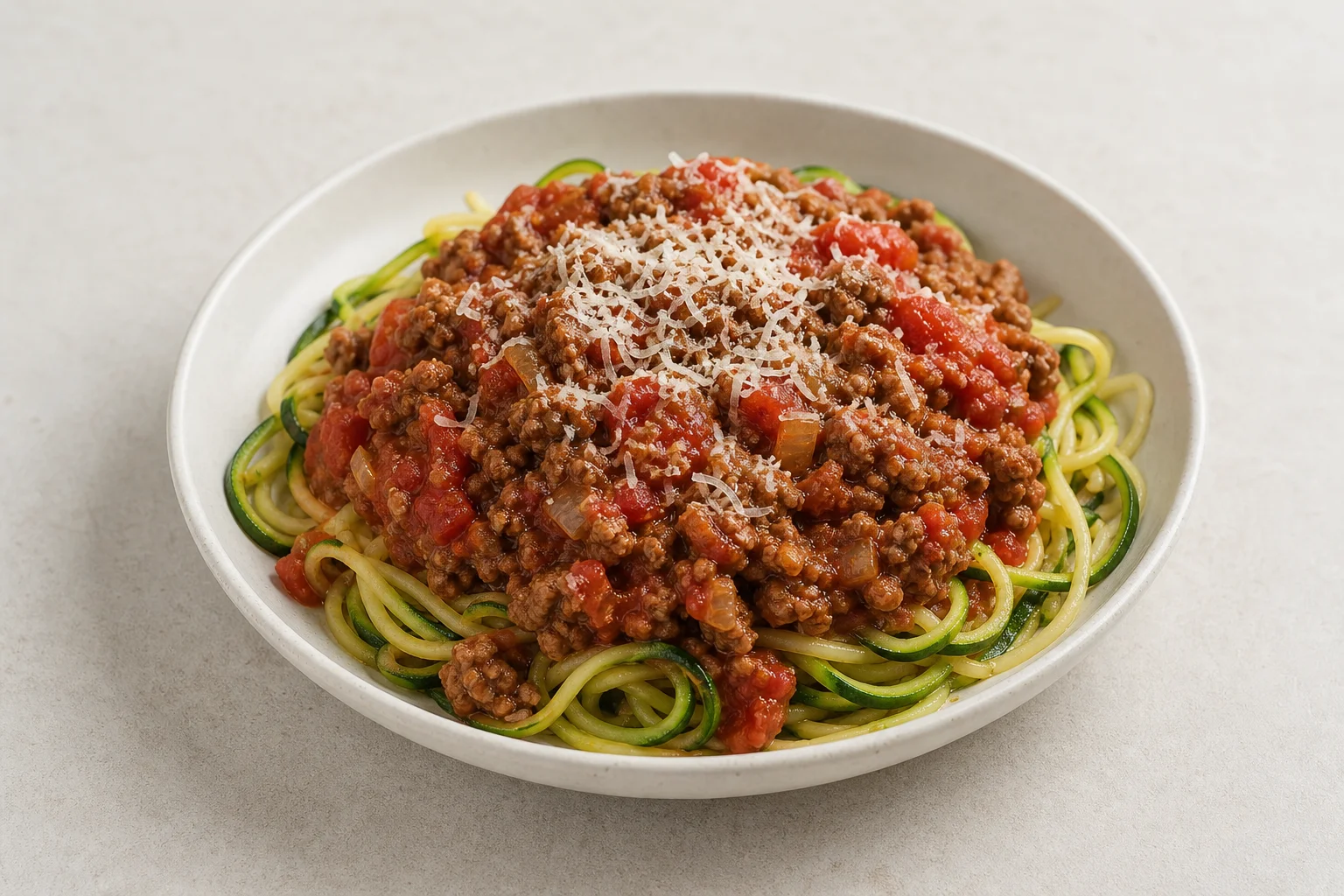 Zucchini noodle bolognese